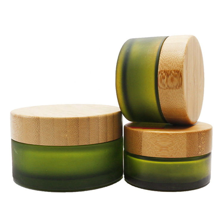 5g 10g 20g 30g 50g 100g luxury blue green pink black glass cosmetic cream jar with bamboo lid