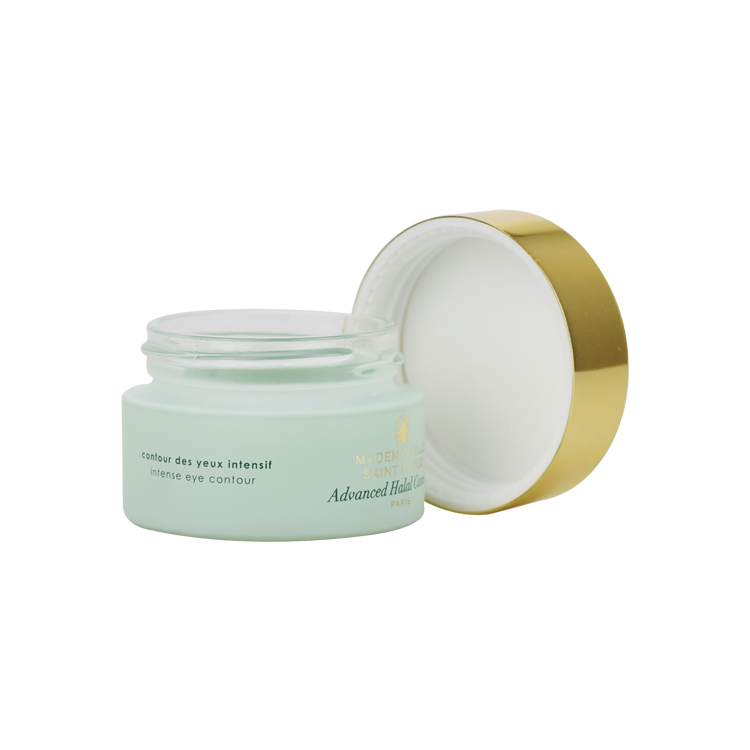 5g 10g 20g 30g 50g 100g matte green glass jar with gold lid cosmetic packaging silk printing
