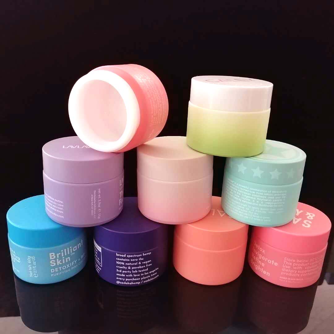 5g 10g 20g 30g 50g 60g 100g 200g matte frosted glass jar pink lid