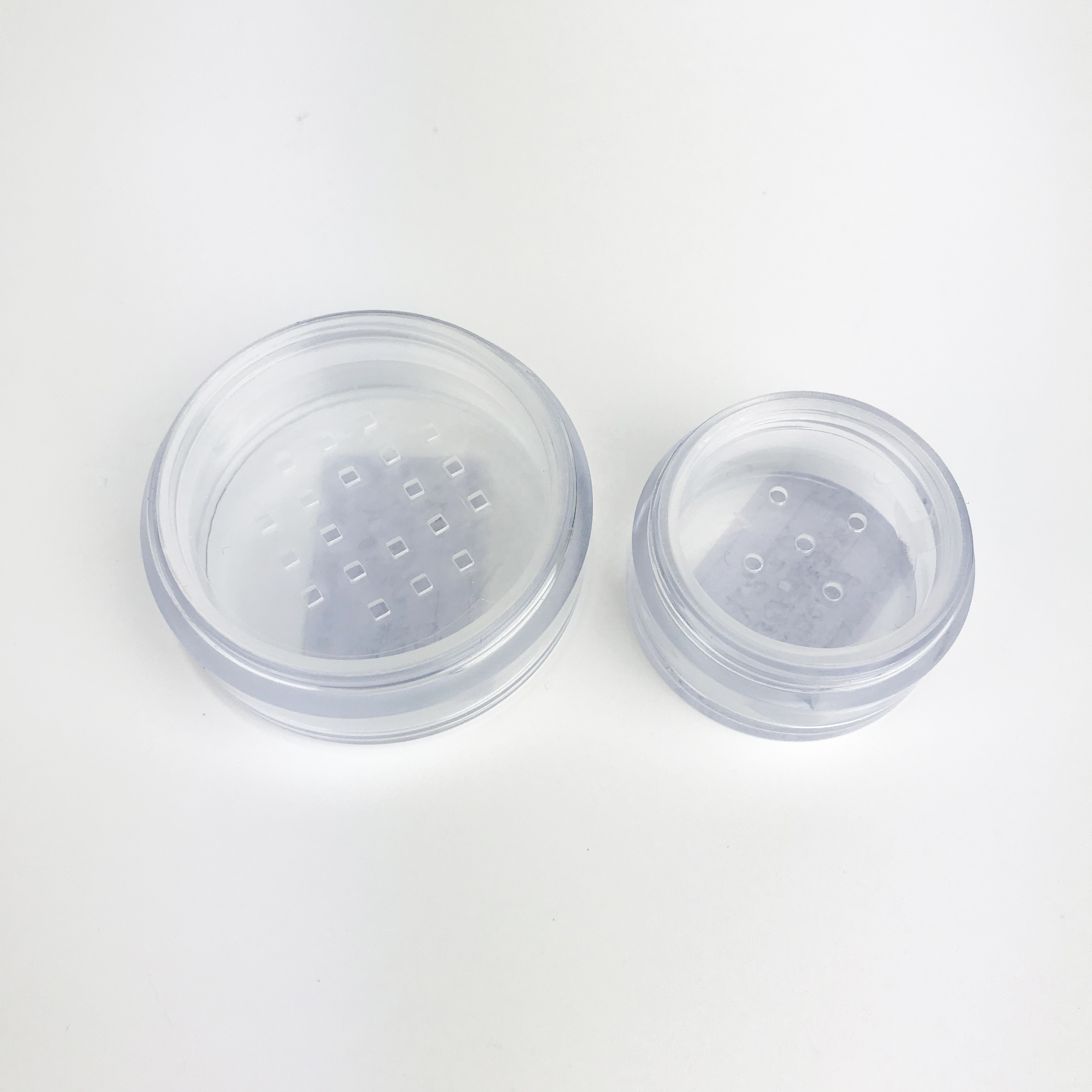 5g 10g 20g 30g 50g Empty round shape loose powder jar with sifter plastic PET beauty make up powder clear jar with cap