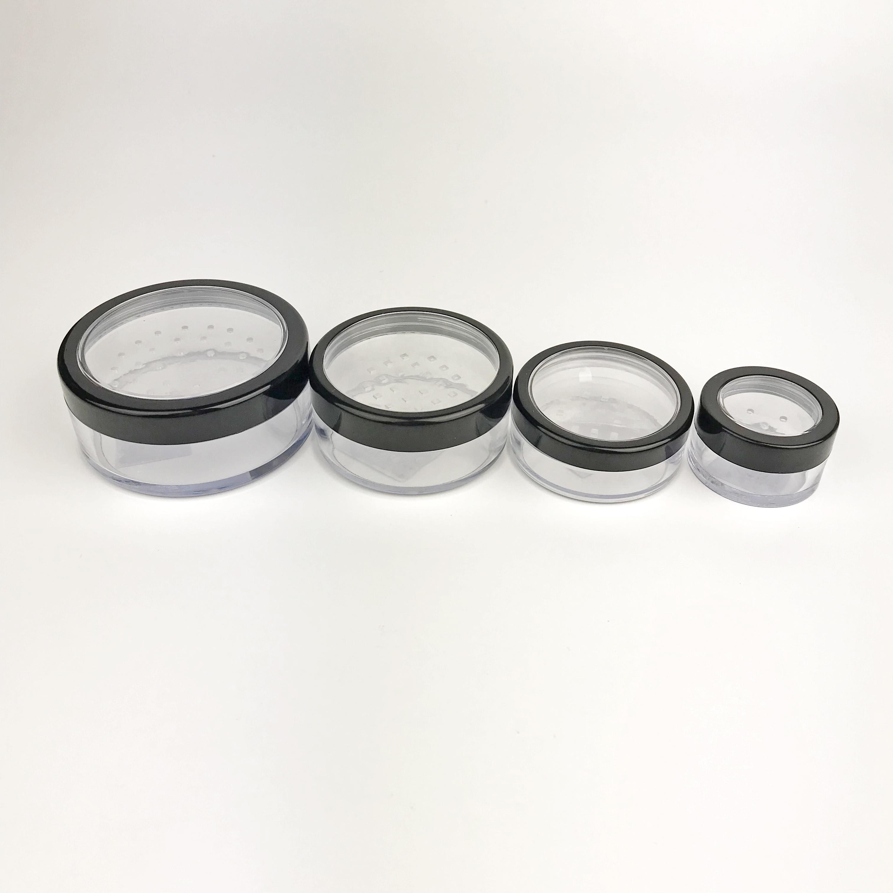 5g 10g 20g 30g 50g Empty round shape loose powder jar with sifter plastic PET beauty make up powder clear jar with cap
