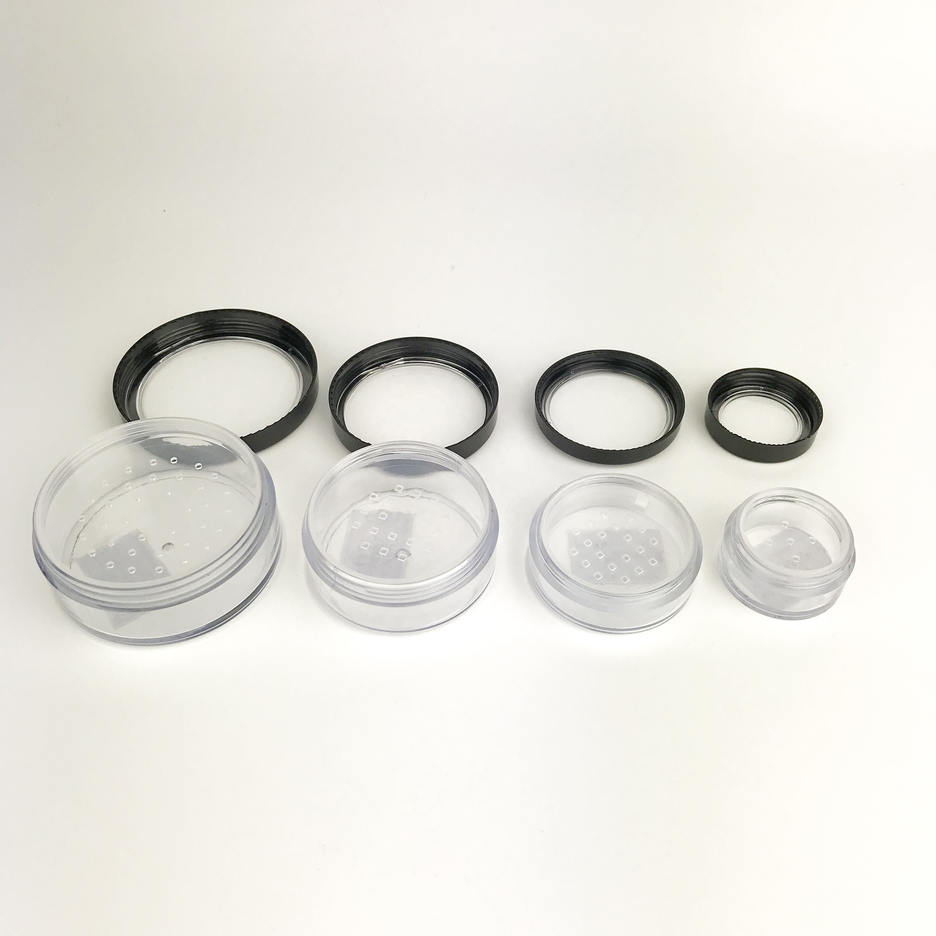 5g 10g 20g 30g 50g Empty round shape loose powder jar with sifter plastic PET beauty make up powder clear jar with cap