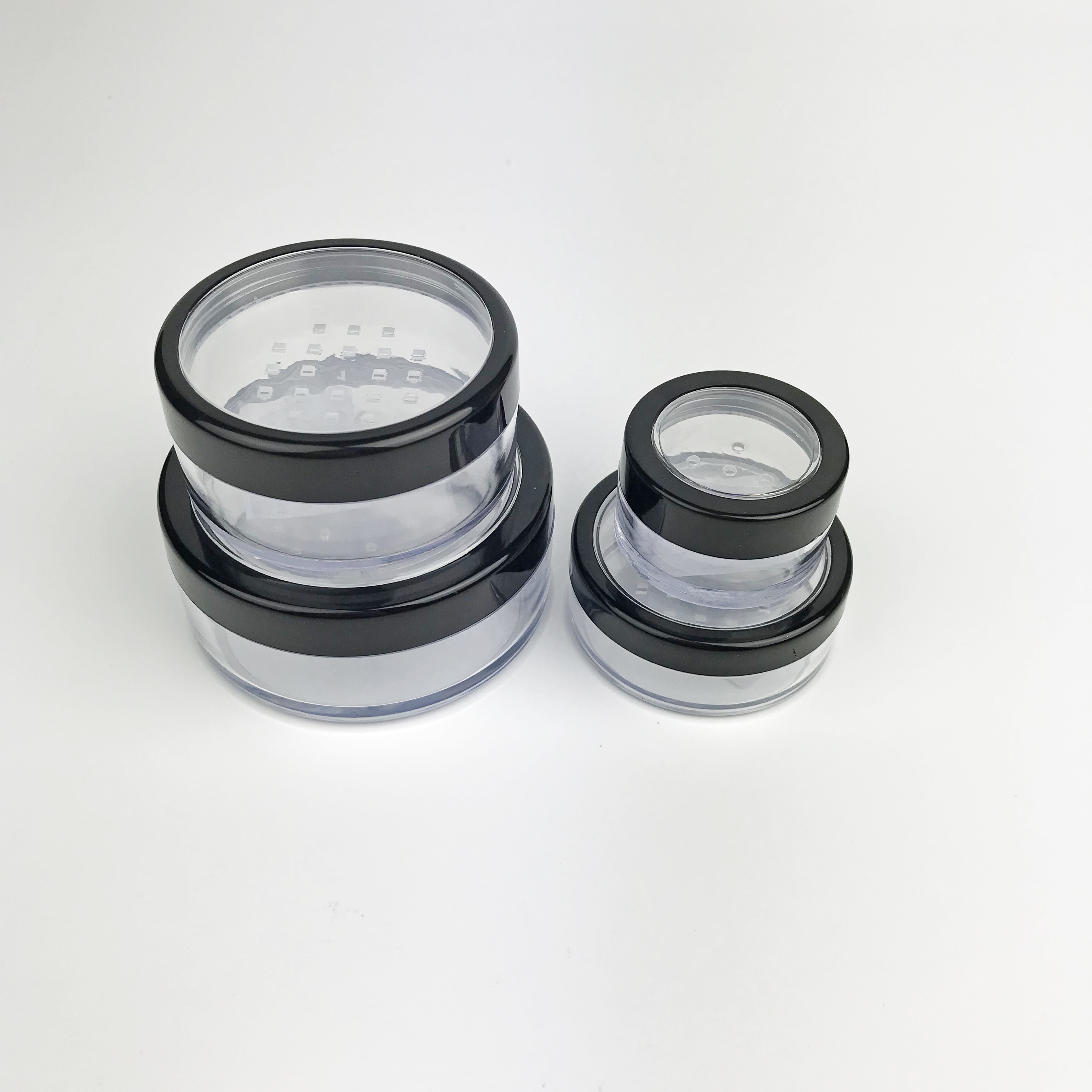 5g 10g 20g 30g 50g Empty round shape loose powder jar with sifter plastic PET beauty make up powder clear jar with cap