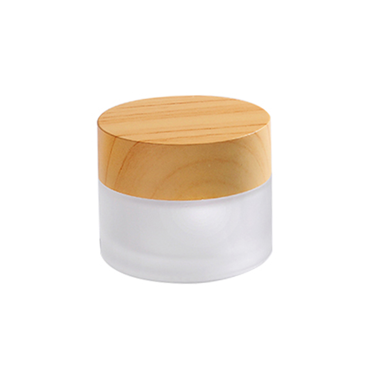 5g 10g 20g 30g 50g frosted glass cosmetic cream jar with wood grain lid