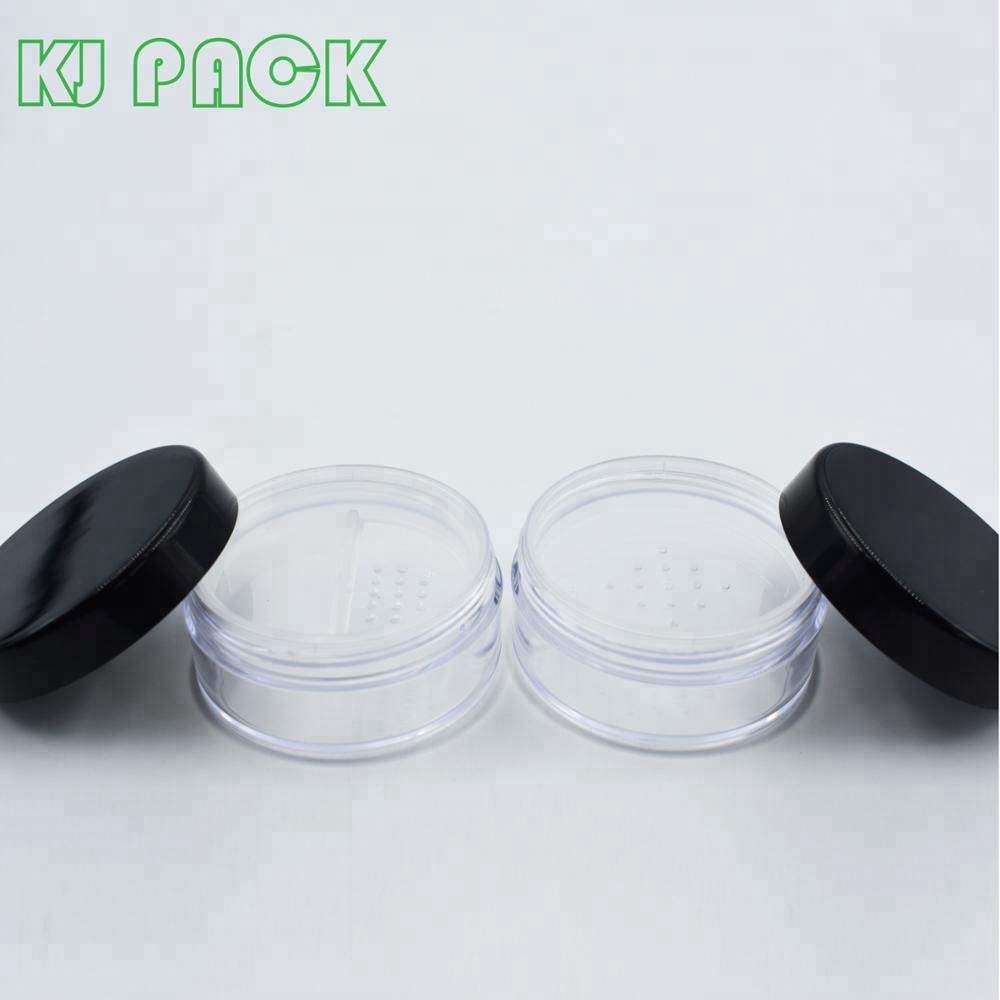 5g 10g 20g 30g Loose powder cosmetic jar matte black cover Loose powder empty can packaging container With rotating sieve