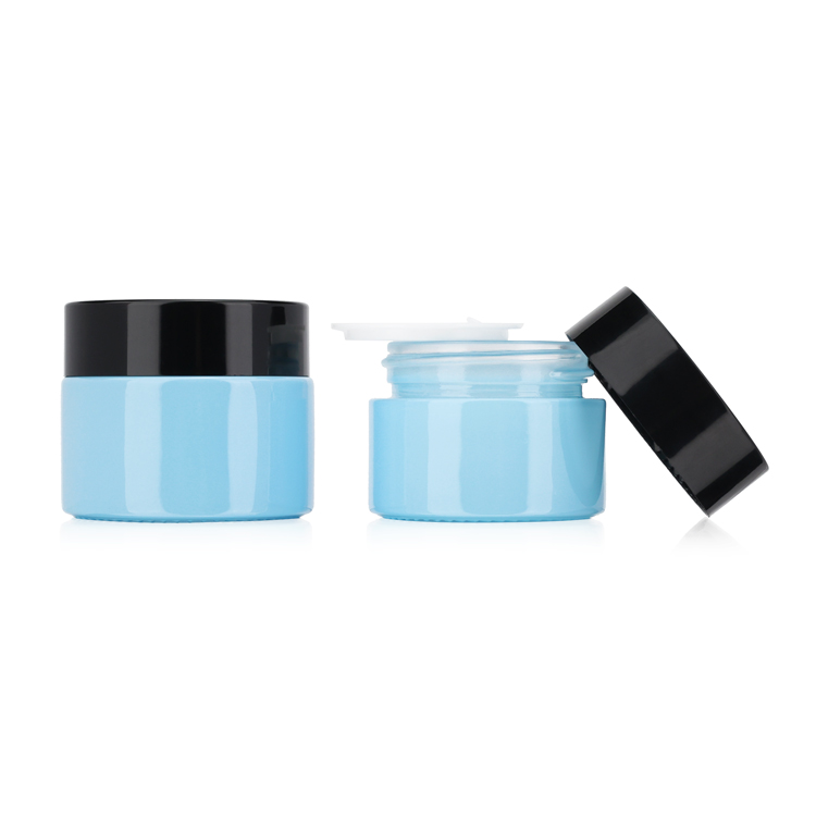 5g 10g 20g 30g Round Blue Screw Frosted Cosmetic Containers Face Cream Glass Jar for Sale