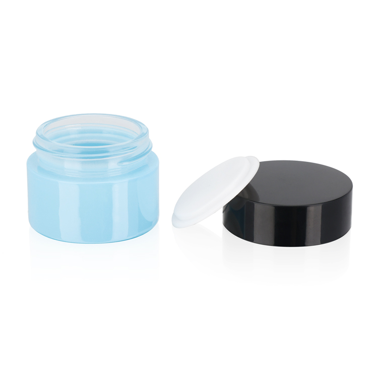 5g 10g 20g 30g Round Blue Screw Frosted Cosmetic Containers Face Cream Glass Jar for Sale