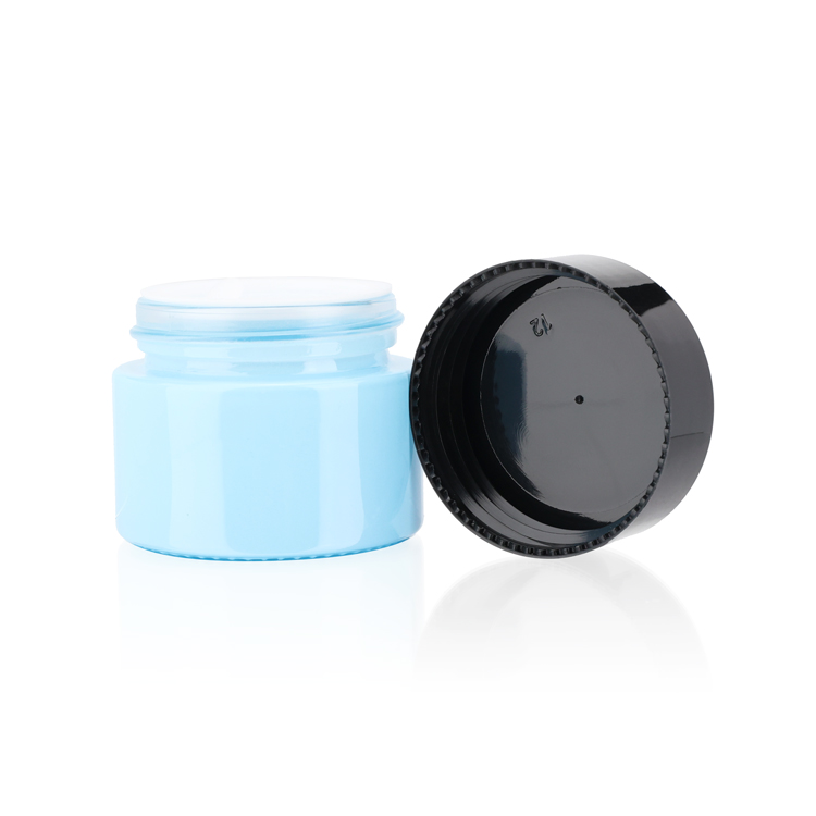 5g 10g 20g 30g Round Blue Screw Frosted Cosmetic Containers Face Cream Glass Jar for Sale
