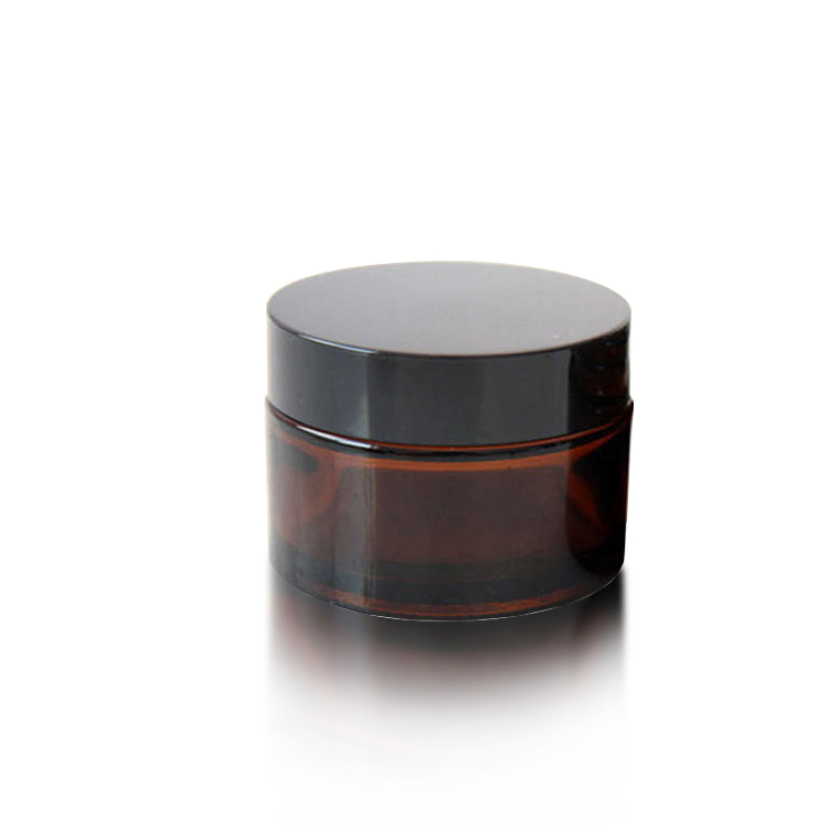 5g 10g 20g 30g cosmetic cream amber glass jar with black color plastic lid