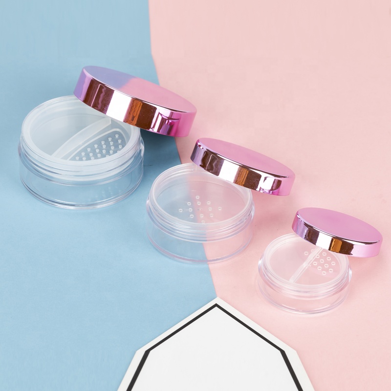 5g 10g 20g 30g plastic clear loose powder jar with sifter