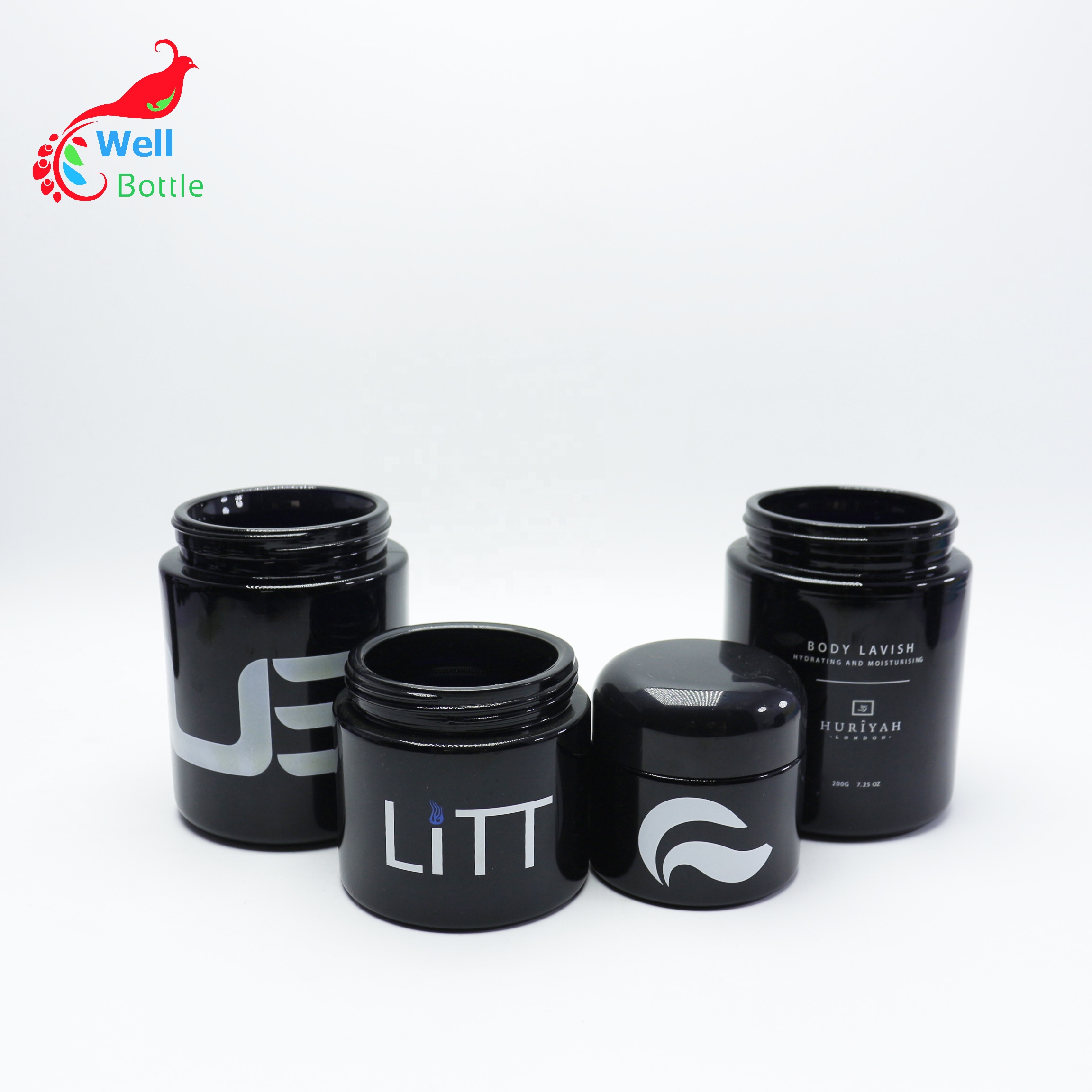 5g 10g 30g 50g 100g 150g 200g 250g UV proof dark violet glass jar black cream jars container for cosmetic DV102E