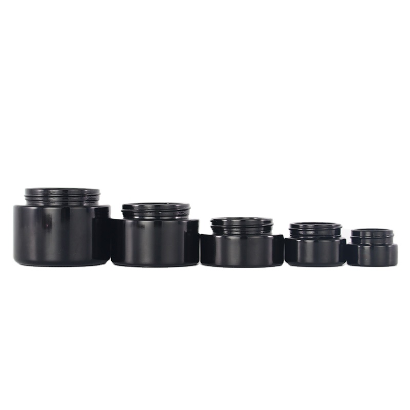5g 10g 30g 50g 100g black glass cosmetic cream jar with bamboo lid