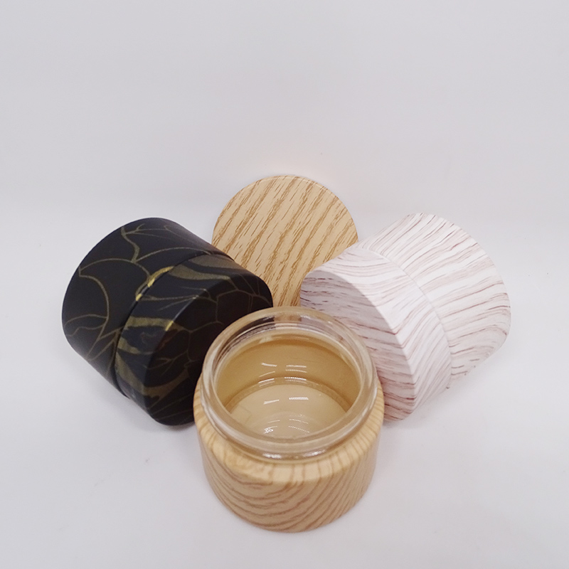 5g 10g 30g 50g 60g 100g 200g wood grain glass packaging cosmetic jar 20g with printing cap