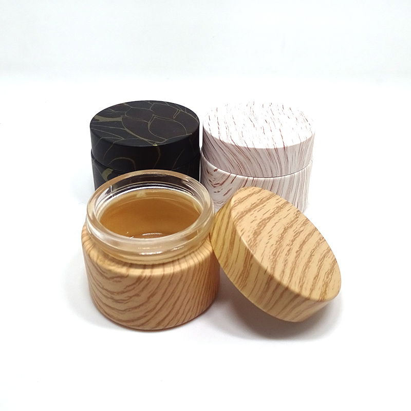 5g 10g 30g 50g 60g 100g 200g wood grain glass packaging cosmetic jar 20g with printing cap