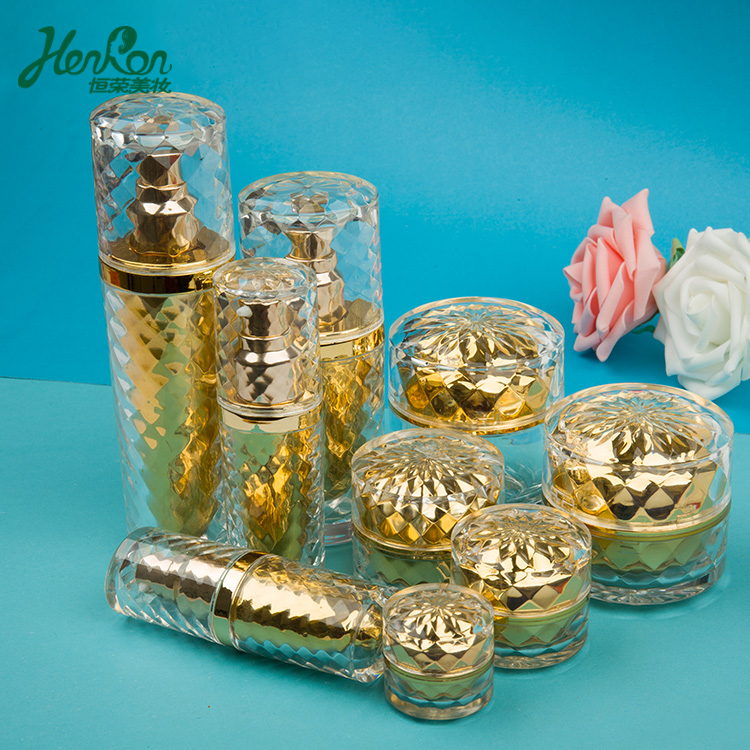 5g 10g 30g 50g 80g 15ml 30ml 60ml 80ml Luxury France Gold Cosmetic Packaging Set Acrylic Cosmetic cream jar and bottle