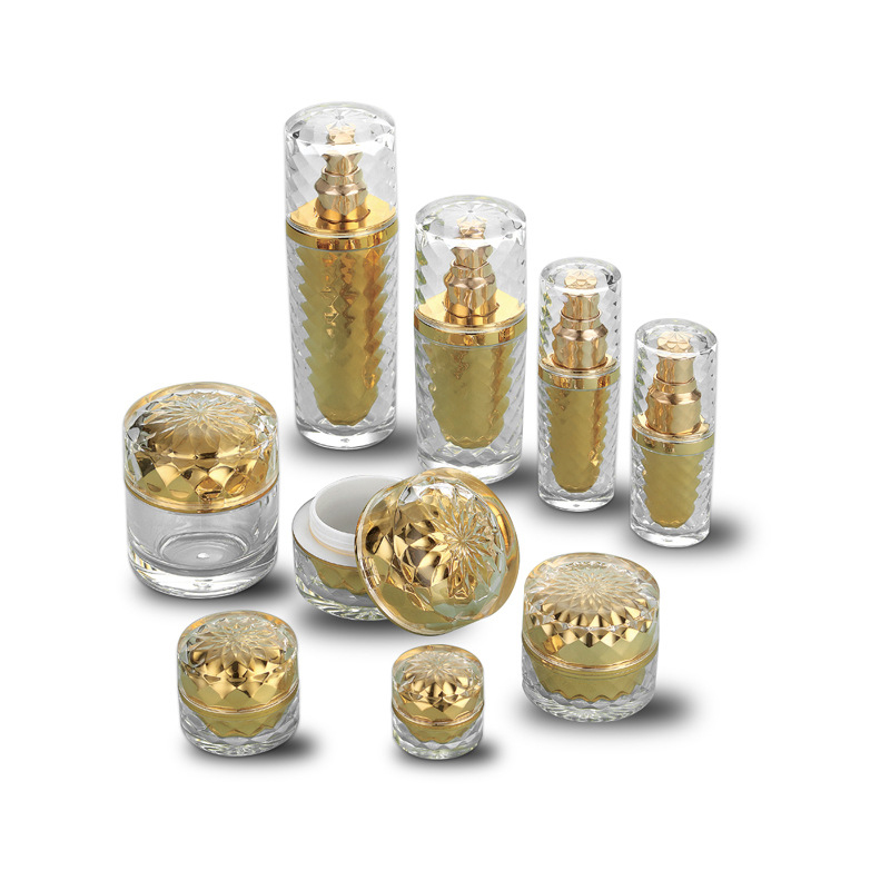 5g 10g 30g 50g 80g 15ml 30ml 60ml 80ml Luxury France Gold Cosmetic Packaging Set Acrylic Cosmetic cream jar and bottle