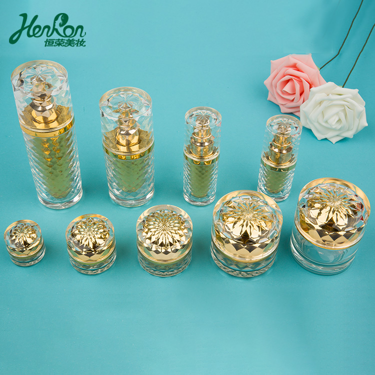 5g 10g 30g 50g 80g 15ml 30ml 60ml 80ml Luxury France Gold Cosmetic Packaging Set Acrylic Cosmetic cream jar and bottle