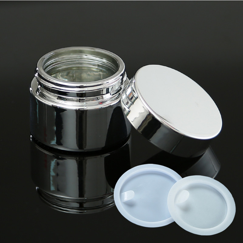 5g 10g 30g 50g Empty UV Plating Golden Silver Glass Cosmetic Container,Refillable Cosmetic Pot Jar With Lid
