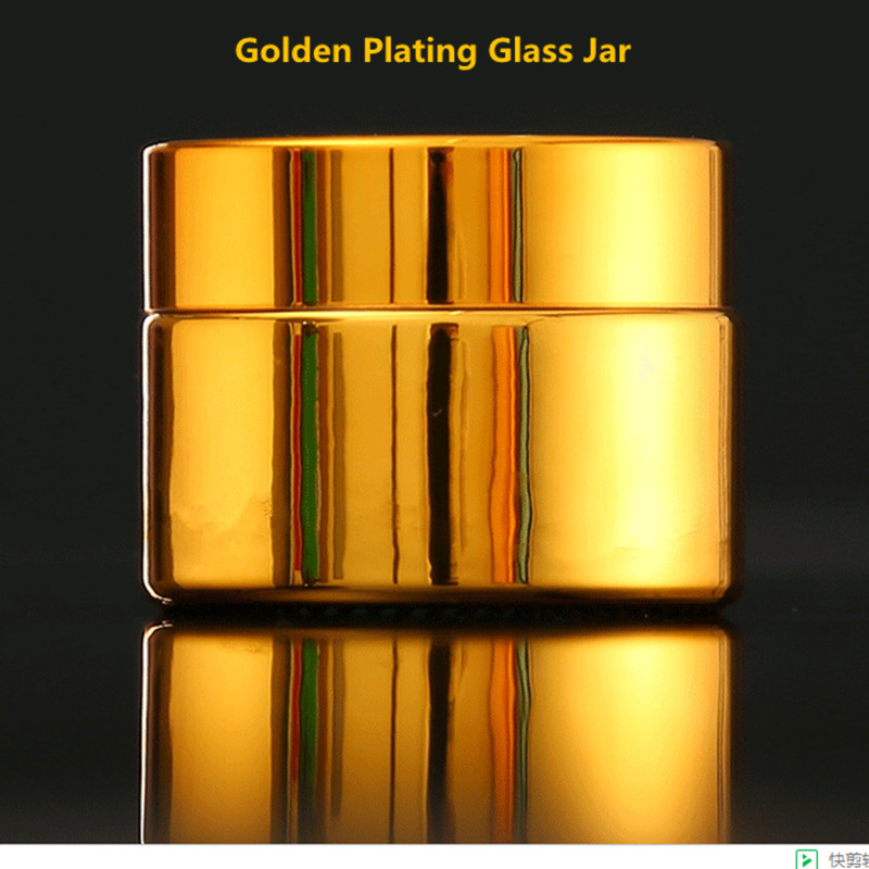 5g 10g 30g 50g Empty UV Plating Golden Silver Glass Cosmetic Container,Refillable Cosmetic Pot Jar With Lid