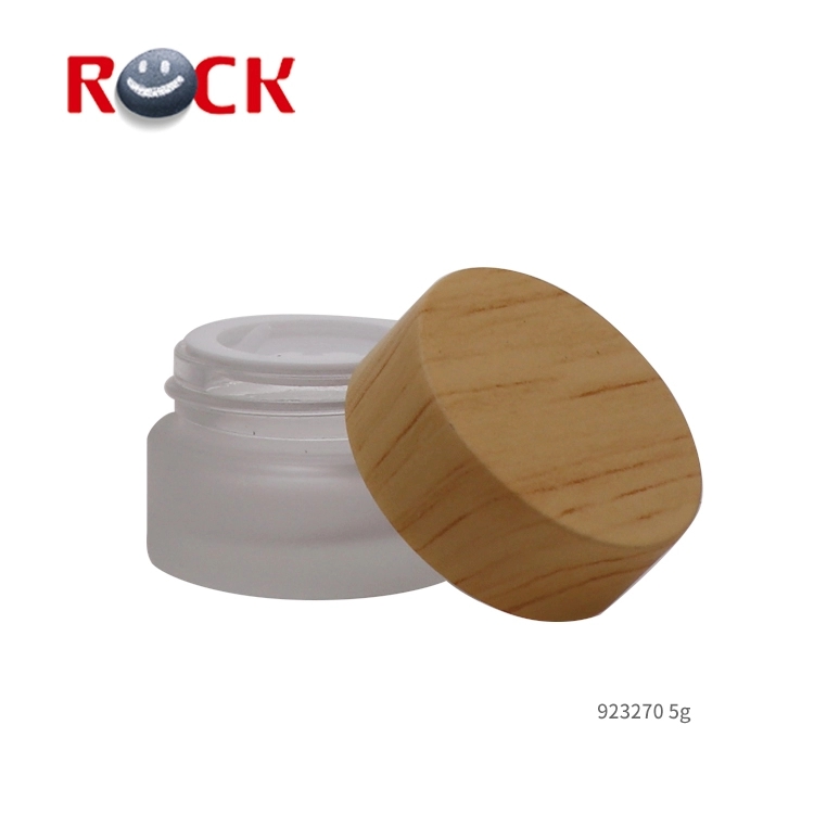 5g 10g Mini frosted bamboo glass cream jar bottle wood cap