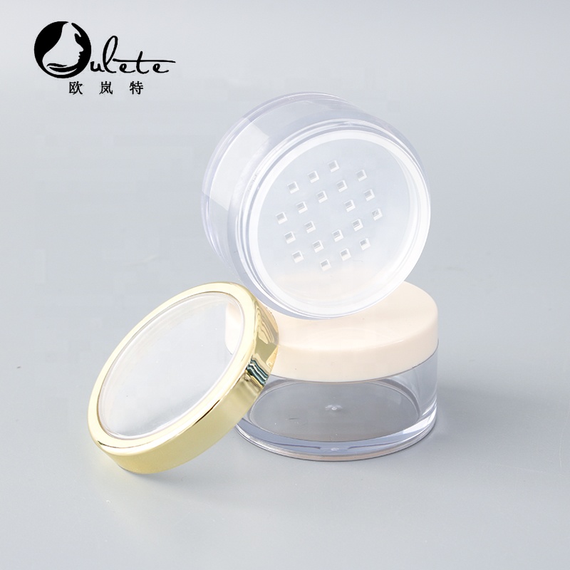 5g 10g glitter loose powder jar 20g 30g round plastic loose powder container with sifter and gold caps