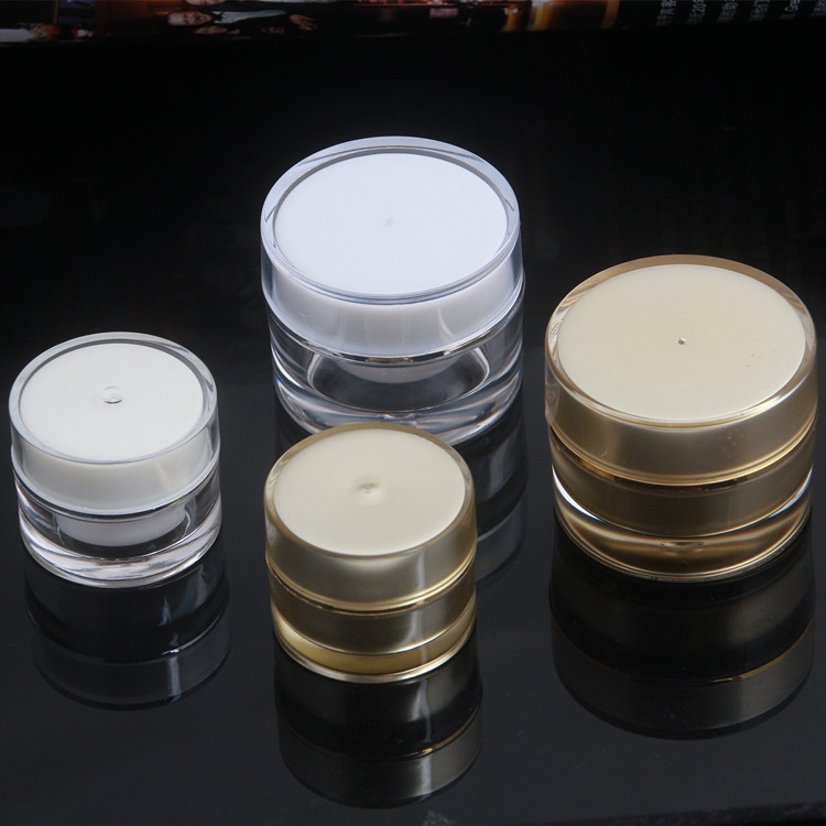5g 10g golden and white Round mini Acrylic Cream jar,small Cream Container, 5ml 10ml mini Cosmetic Packaging