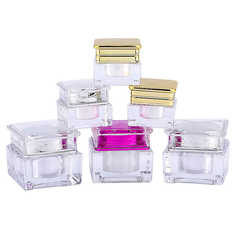 5g 10g square transparent clear cosmetics cream container with lids travel dispenser cosmetic jars