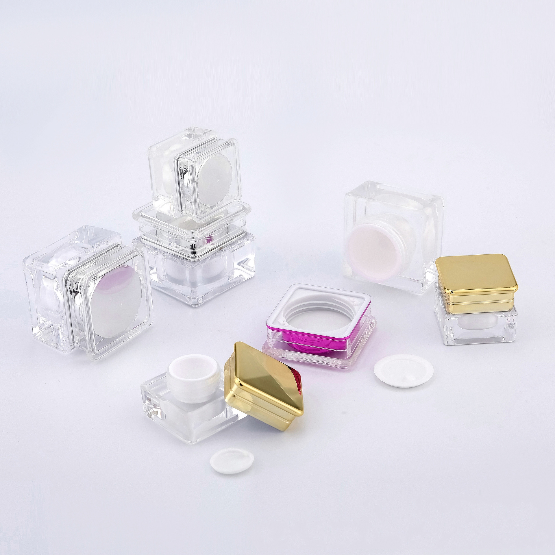 5g 10g square transparent clear cosmetics cream container with lids travel dispenser cosmetic jars