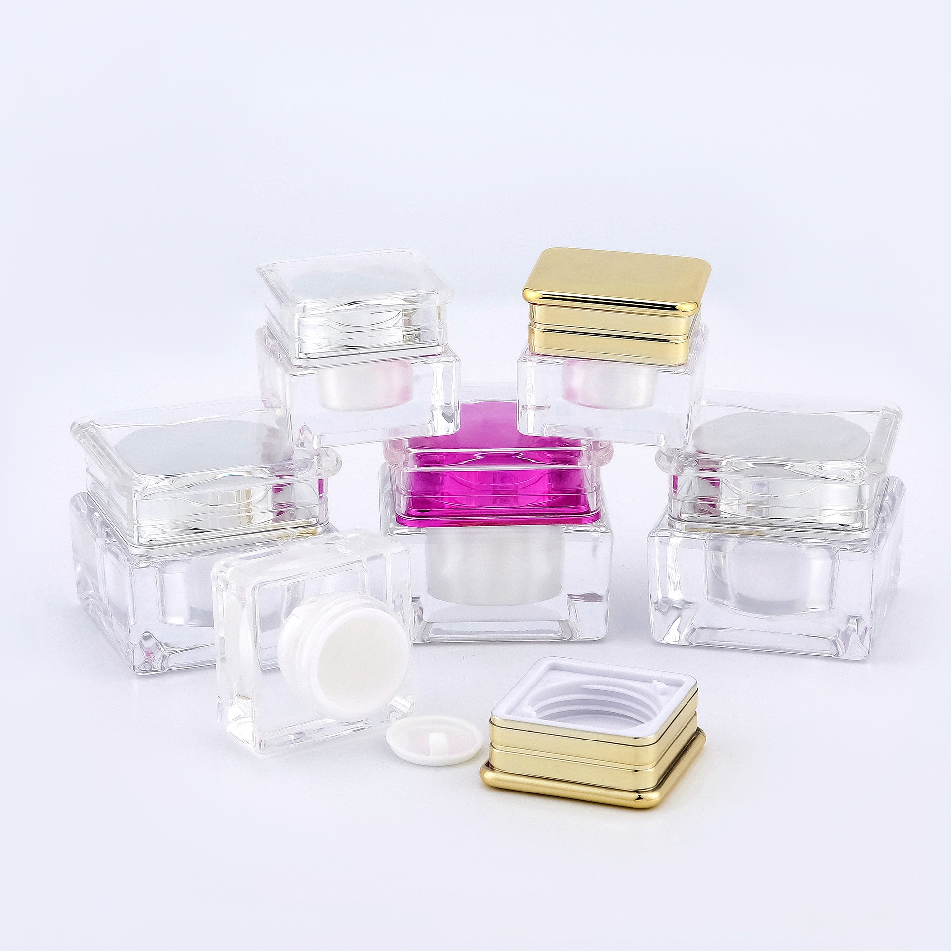 5g 10g square transparent clear cosmetics cream container with lids travel dispenser cosmetic jars