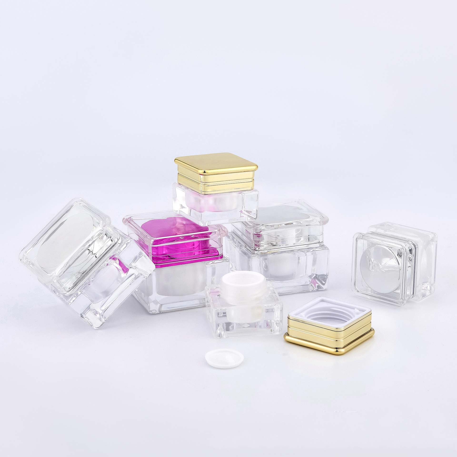 5g 10g square transparent clear cosmetics cream container with lids travel dispenser cosmetic jars