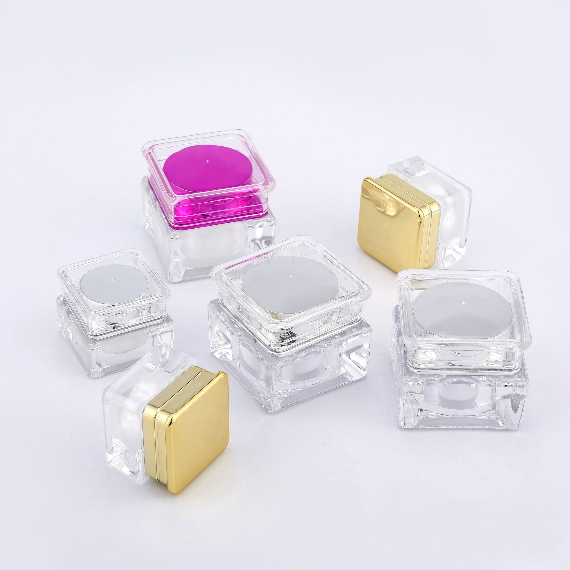 5g 10g square transparent clear cosmetics cream container with lids travel dispenser cosmetic jars