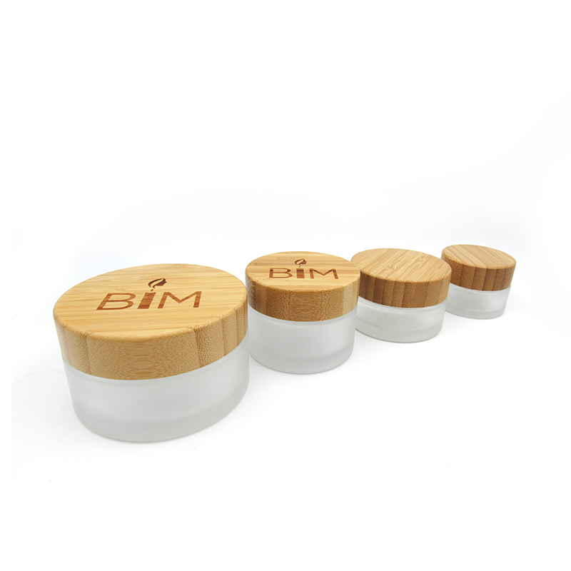 5g 10g15g 20g 30g 50g 100g frosted glass cream jar with bamboo lid