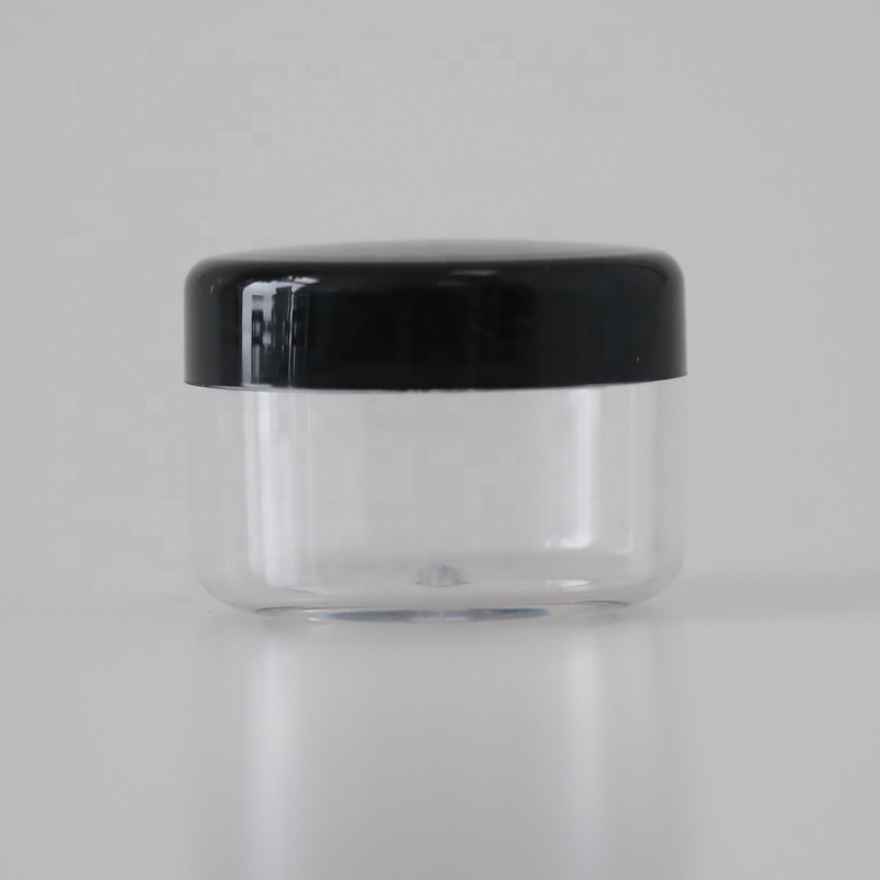 5g 10g15g 30g 50g PS transparent plastic cosmetic container mini eye shadow cosmetic cream jar witn black lid