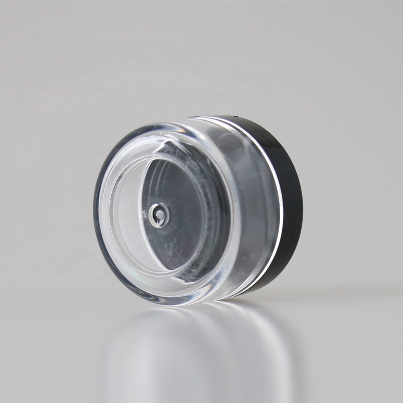 5g 10g15g 30g 50g PS transparent plastic cosmetic container mini eye shadow cosmetic cream jar witn black lid