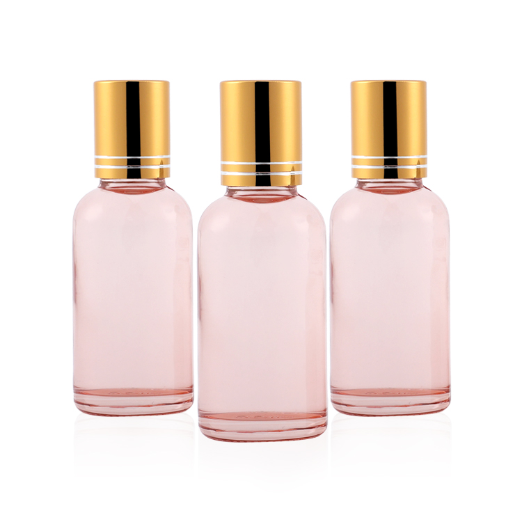 5g 10g15ml 20ml 30ml 50ml 100ml empty round packaging pink glass roller bottles essential oil with cap