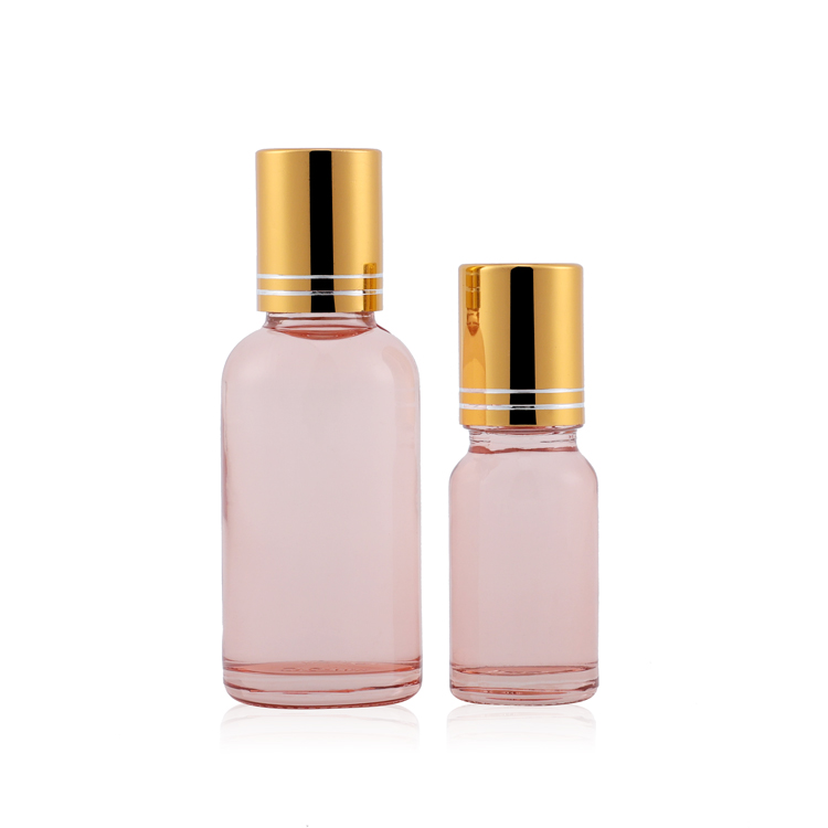 5g 10g15ml 20ml 30ml 50ml 100ml empty round packaging pink glass roller bottles essential oil with cap