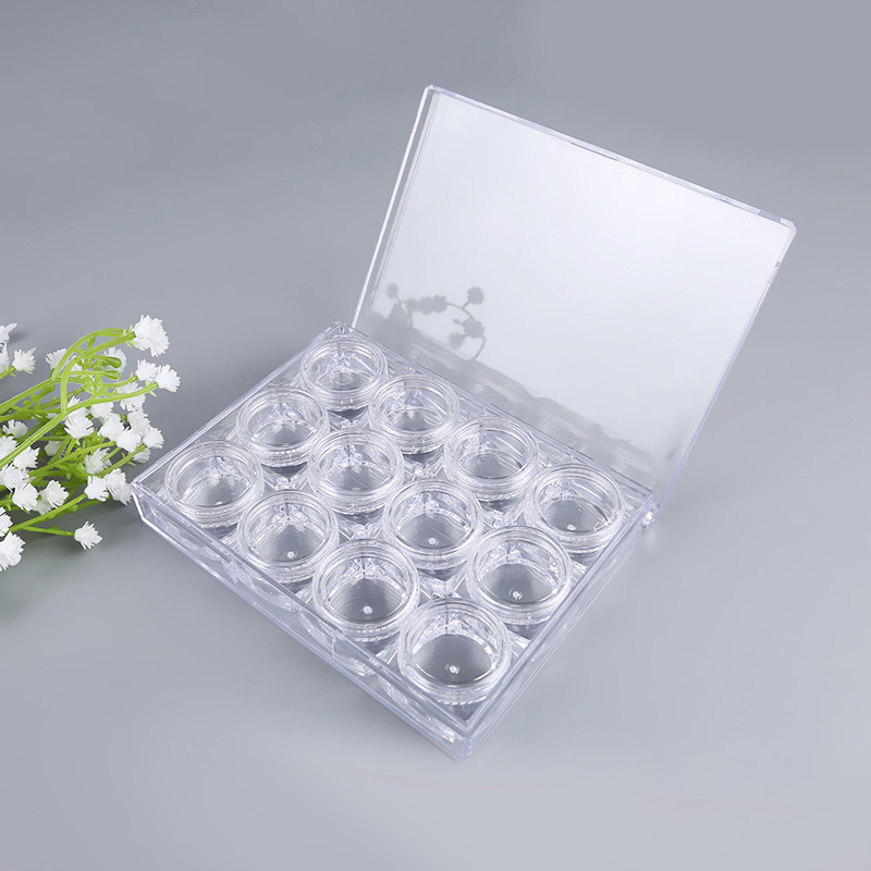 5g*12pcs plastic acrylic powder nail jar bottle gel polish container empty glitter pot in eye shadow