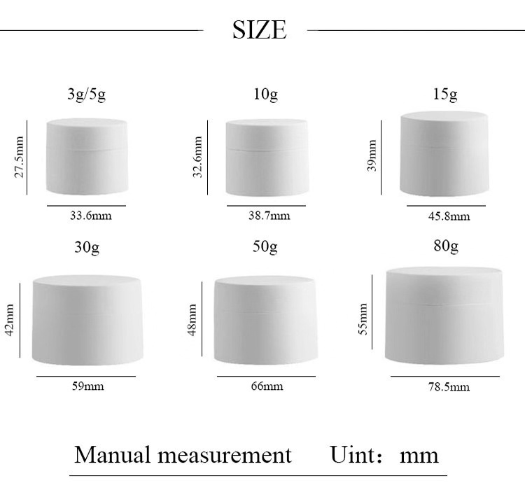 5g 15 20 30 50 80g matt White black pink plastic cosmetic cream jar container / fancy double wall jars