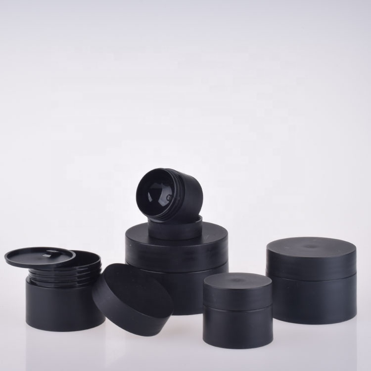 5g 15g 20g 30g 50 g 50ml double wall round stackable black cosmetic jars plastic pp jar