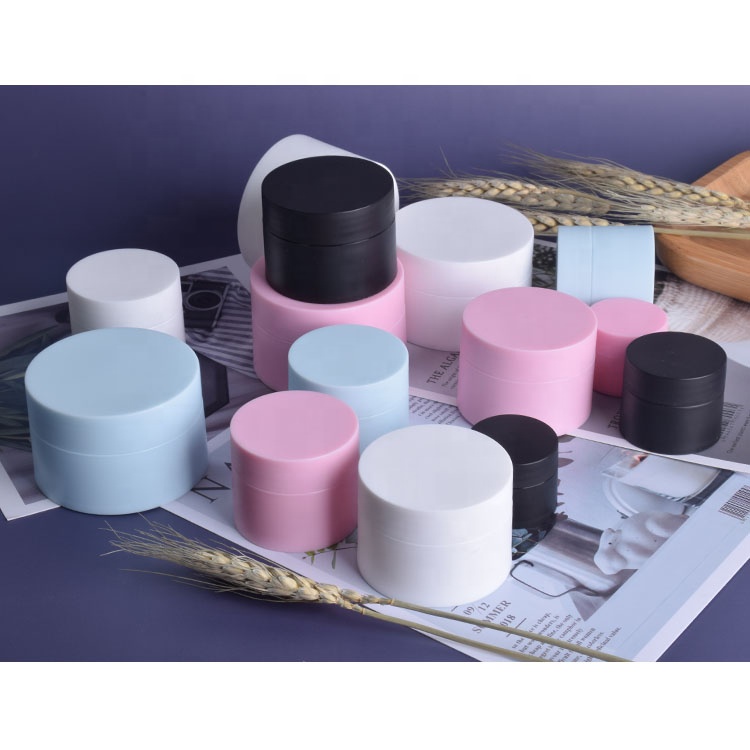 5g 15g 20g 30g 50 g 50ml double wall round stackable black cosmetic jars plastic pp jar