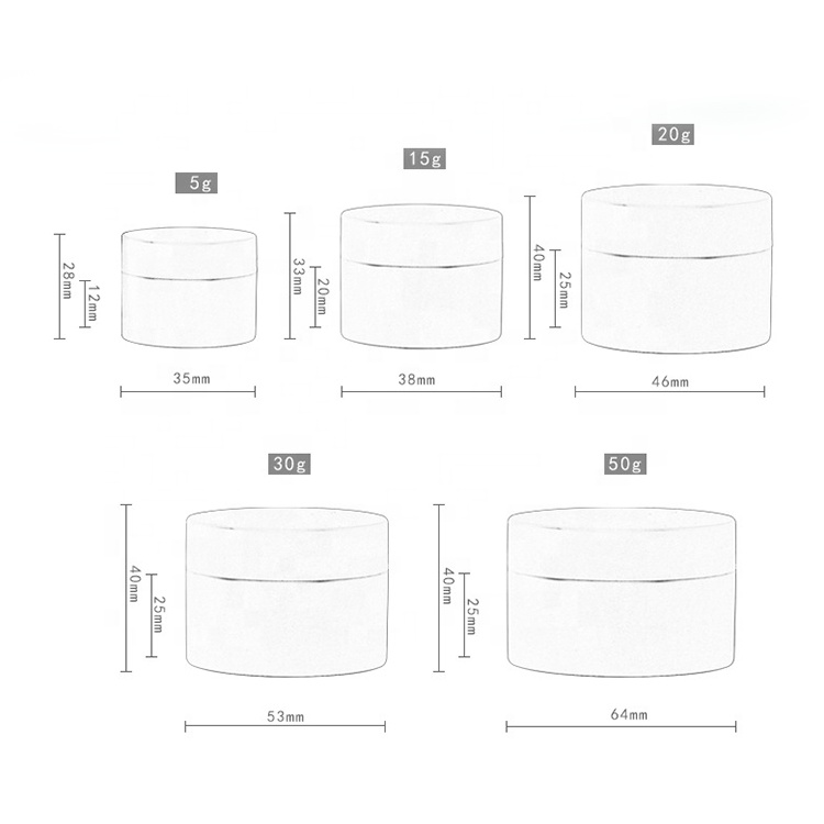 5g 15g 20g 30g 50g 80g matt White black pink plastic cosmetic cream jar container