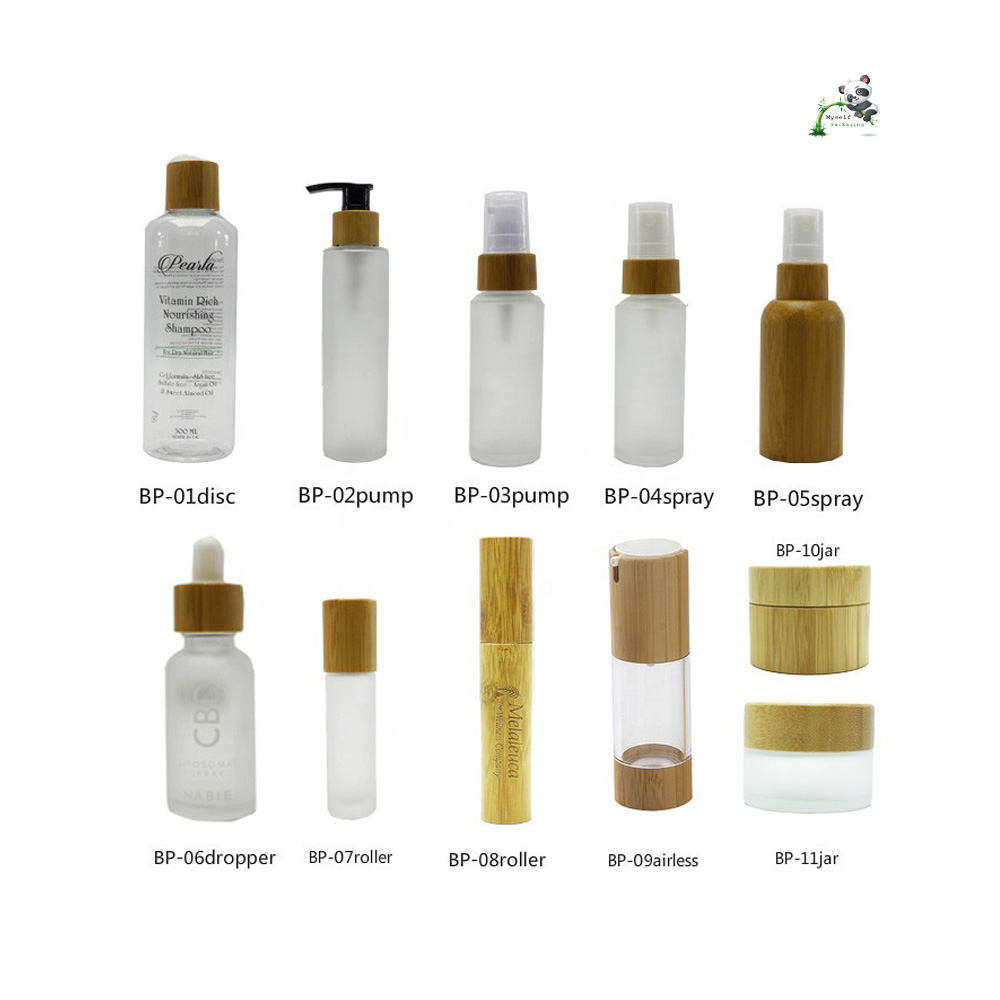 5g 15g 30g 50g 100g 150g 200g 500g clear green amber cream frosted cosmetic bamboo glass jar with bamboo lid BP-666C