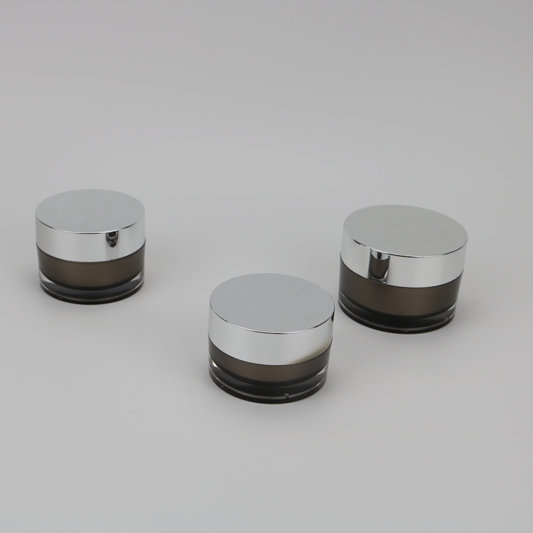 5g 15g 30g 50g 100g 200g Round Glossy Silver Lid Double Wall Plastic Acrylic Rich Cream Jar