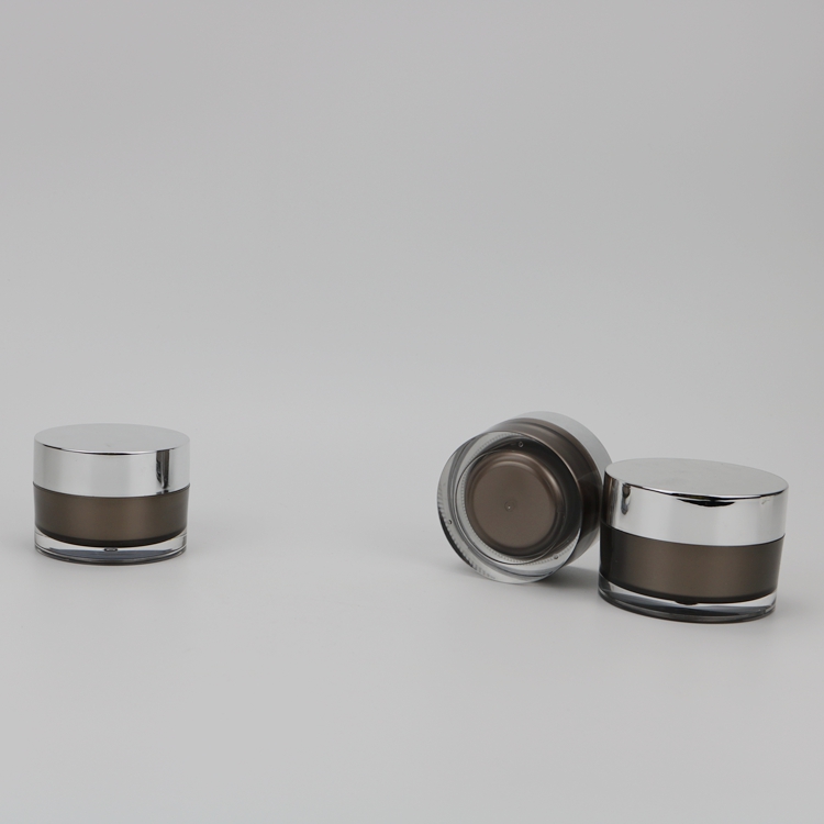 5g 15g 30g 50g 100g 200g Round Glossy Silver Lid Double Wall Plastic Acrylic Rich Cream Jar