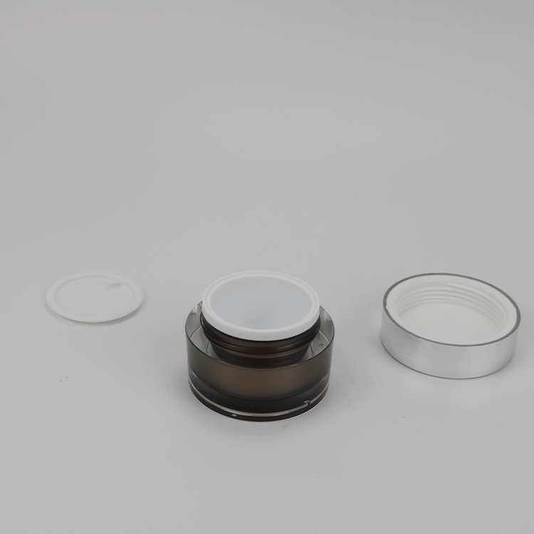 5g 15g 30g 50g 100g 200g Round Glossy Silver Lid Double Wall Plastic Acrylic Rich Cream Jar