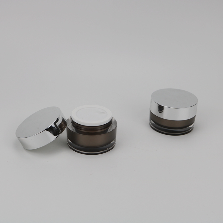 5g 15g 30g 50g 100g 200g Round Glossy Silver Lid Double Wall Plastic Acrylic Rich Cream Jar