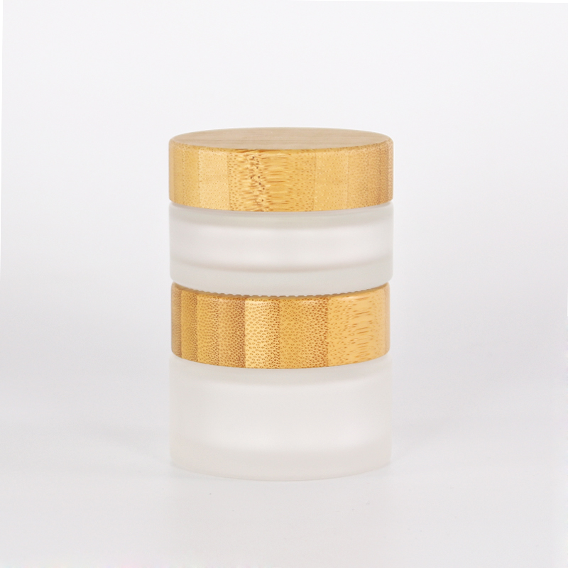 5g 15g 30g 50g 100g 200g clear frosted glass jar with wood bamboo lid