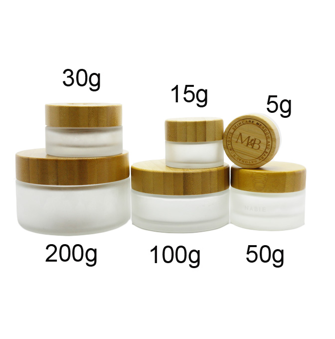 5g 15g 30g 50g 100g 200g frosted Glass Jar Bamboo Lid Bamboo Glass cosmetic Jar BP-338K