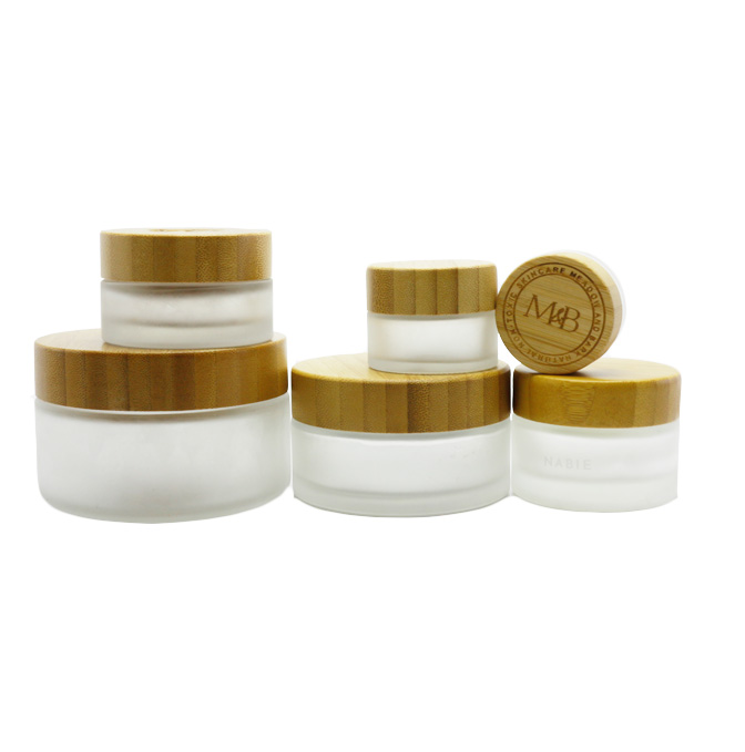 5g 15g 30g 50g 100g 200g frosted Glass Jar Bamboo Lid Bamboo Glass cosmetic Jar BP-338K