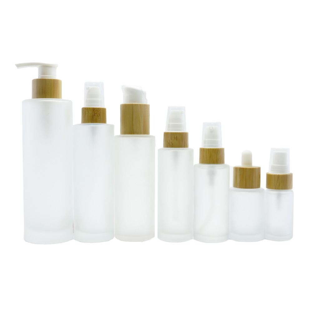 5g 15g 30g 50g 100g 200g frosted Glass Jar Bamboo Lid Bamboo Glass cosmetic Jar BP-338K
